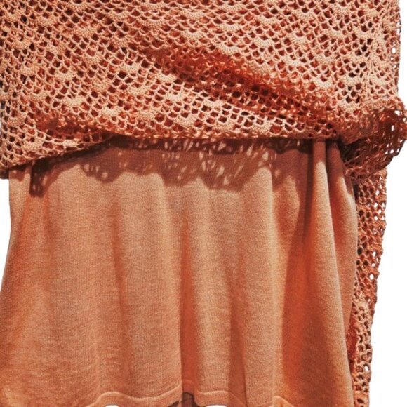 Croft & Barrow Peach Crocheted Layered Top - XL - Picture 4 of 8